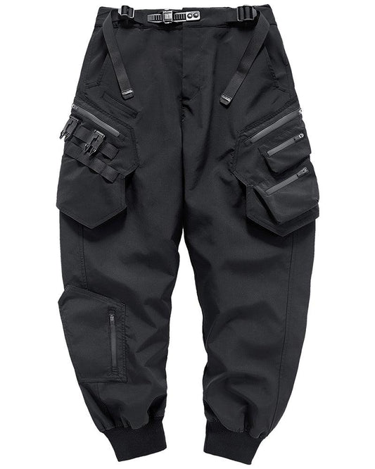 Black Multi-Pocket Cargo Pants for Adventurers – Functional and Stylish Techwear Design