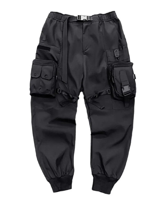 Functional Black Cargo Pants– Multi-Pocket Stretch Trousers for Everyday Comfort - Techwear Design