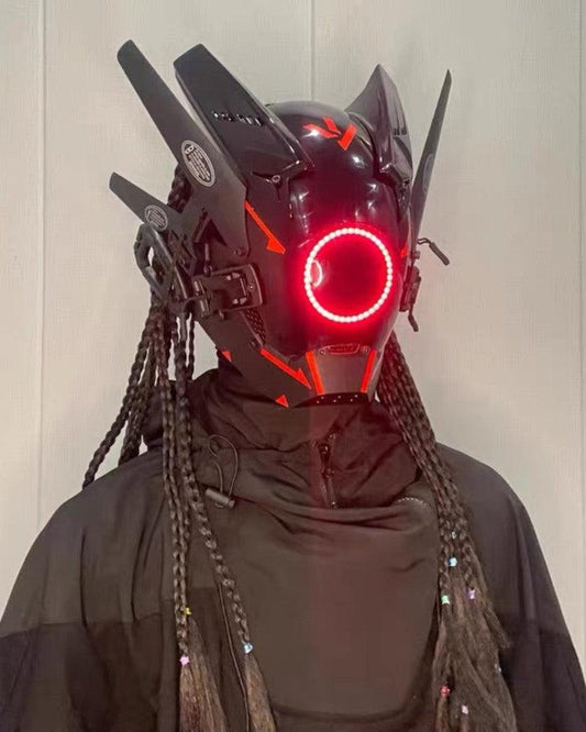 LED Cyberpunk Helmet Mask with Adjustable Fit and Balaclava – 7 Color Options