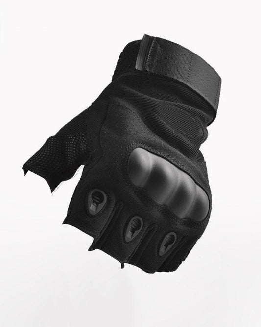 Outdoor Protective Gloves with Reflective Surfaces – Unisex Black Spandex Techwear Gear for Enhanced Visibility