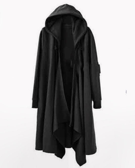 Techwear Ninja Cloak Coat – Hooded Long Coat in Black for Stylish Comfort
